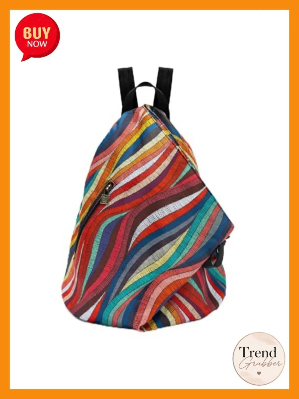 Lightweight Fabric Daypack Backpack with Pockets Convertible Crossbody